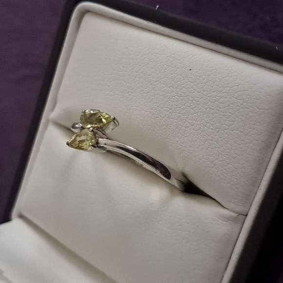 AAA Canary Tourmaline Bypass Ring In 925 Sterling Silver - Picture 2 of 7